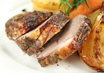 Image showing Sliced Baked Lamb