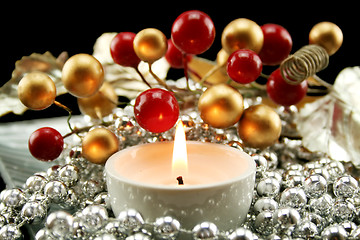 Image showing Silver Christmas Decoration With Berries