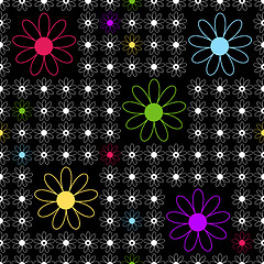 Image showing Floral seamless black  background