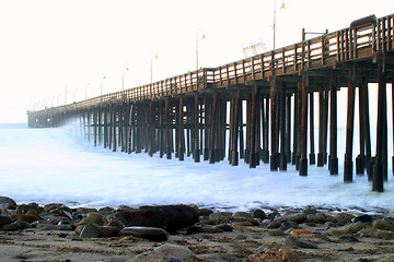 Image showing Ocean Wave Storm Pier