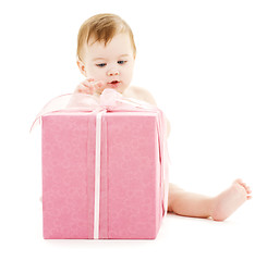 Image showing baby boy with big gift box