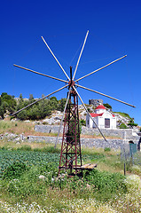 Image showing Old windmill in the Lassithi plateau, Crete