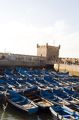 Image showing native fishing boats in harbor essaouira morocco africa