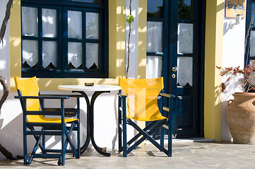 Image showing cafe or taverna or hotel setting greek islands