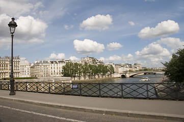 Image showing left bank view of paris and river seine from bridge