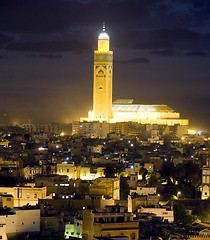 Image showing hassan II mosque night scene in casablanca morocco africa