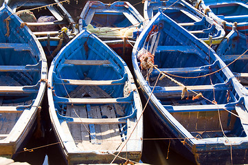 Image showing native fishing boats in harbor essaouira morocco africa 
