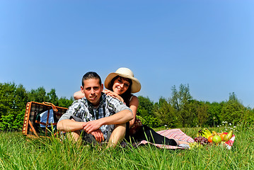 Image showing Young couple at picnic