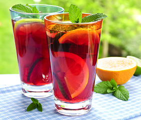 Image showing Fruit punch in glasses