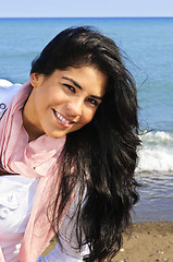 Image showing Beautiful young woman at beach