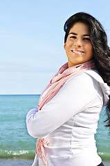 Image showing Beautiful young woman at beach