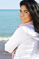 Image showing Beautiful young woman at beach