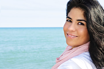 Image showing Beautiful young woman at beach