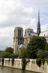 Image showing   notre dame cathedral paris france on the river seine