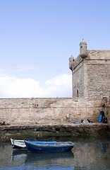 Image showing native fishing boats in harbor essaouira morocco africa