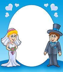 Image showing Round frame with bride and groom