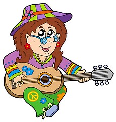 Image showing Hippie guitar player