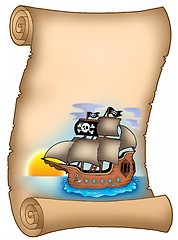 Image showing Parchment with pirate ship