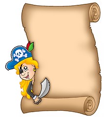 Image showing Parchment with lurking pirate girl