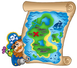 Image showing Treasure map with lurking pirate