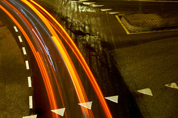 Image showing roundabout light trails