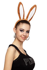 Image showing Attractive woman with bunny ears