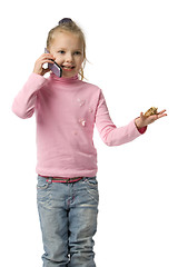 Image showing girl talk by mobile phone