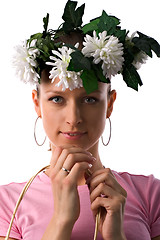 Image showing girl with flowers