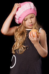 Image showing little girl with apple