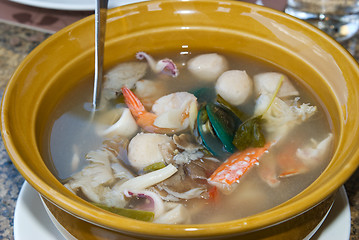 Image showing Thai spicy seafood soup