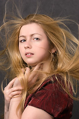 Image showing girl with fluttering hair