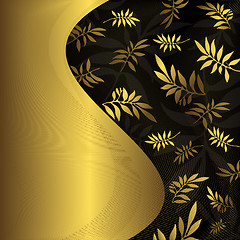 Image showing Abstract floral black and golden frame