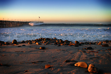 Image showing Ocean Wave Storm Pier