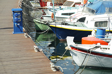 Image showing Boats at mooring line