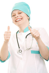 Image showing Cheerful doctor with thumbs up