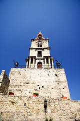 Image showing Clocktower with guarding knights