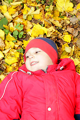 Image showing Boy on autumn background