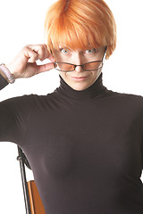 Image showing Surprized look over eyeglasses