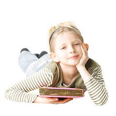 Image showing Girl with pink book