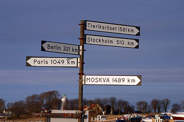 Image showing signboard  pious  smygehus