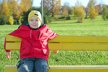 Image showing On bench in park