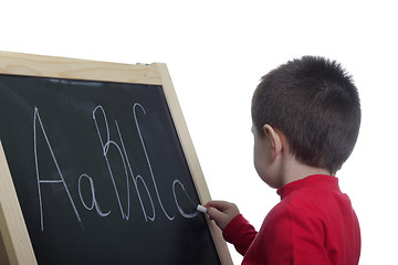 Image showing Kid at blackboard