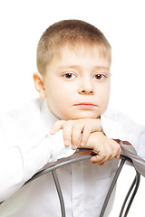 Image showing Portrait of boy in white shirt