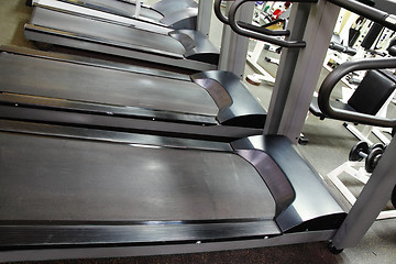 Image showing Treadmills in a row