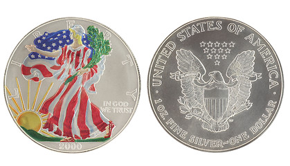 Image showing Painted Walking Liberty Silver Dollar