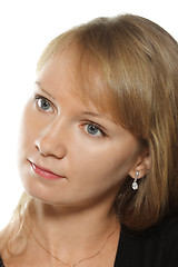 Image showing Young woman in black dress closeup