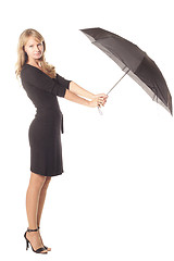 Image showing Girl with black umbrella