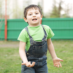 Image showing Little boy in motion