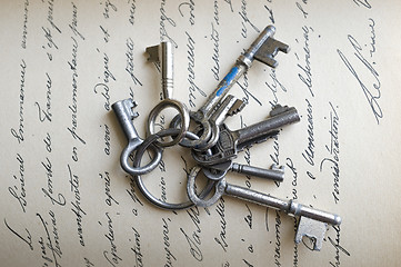 Image showing Keys and manusckript