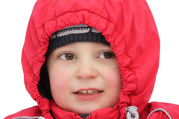 Image showing Little boy in red hood